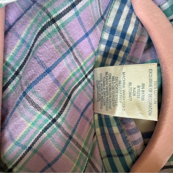 Blair Cotton Pastel Plaid Flannel Shirt with Lace Accent Size L - Picture 5 of 8